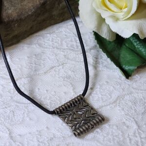 Vintage Silver Toned Metal Tribal Pendant Necklace